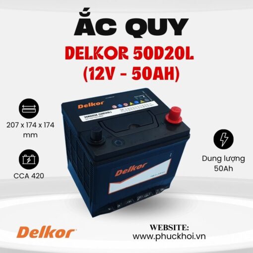 Ắc quy Delkor 50D20L (12V - 50AH)