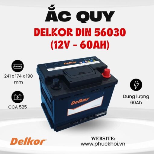Ắc quy Delkor Din 56030 (12V - 60AH)