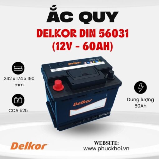 Ắc quy Delkor Din 56031 (12V - 60AH)