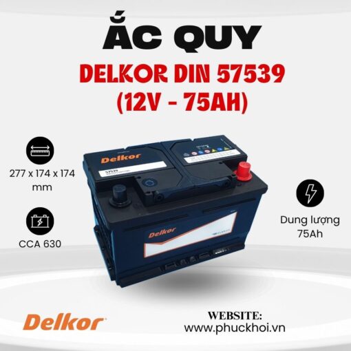 Ắc quy Delkor Din 57539 (12V - 75AH)