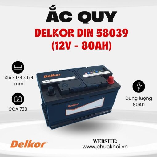 Ắc quy Delkor Din 58039 (12V - 80AH)
