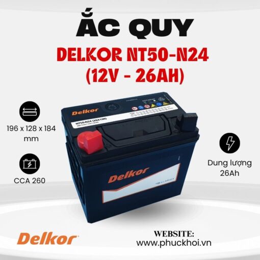 Ắc quy Delkor NT50-N24 (12V - 26AH)