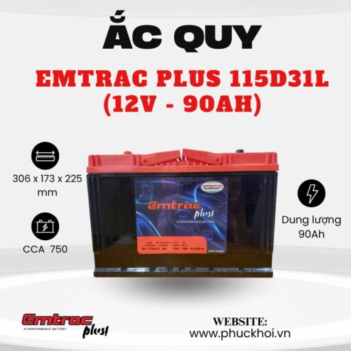 Ắc quy Emtrac Plus 115D31L (12V - 90Ah)
