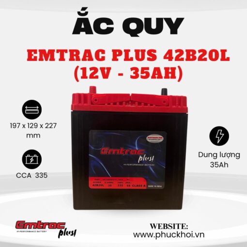 Ắc quy Emtrac Plus 42B20L (12V - 35Ah)