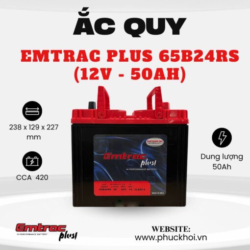 Ắc quy Emtrac Plus 65B24RS (12V - 50Ah)