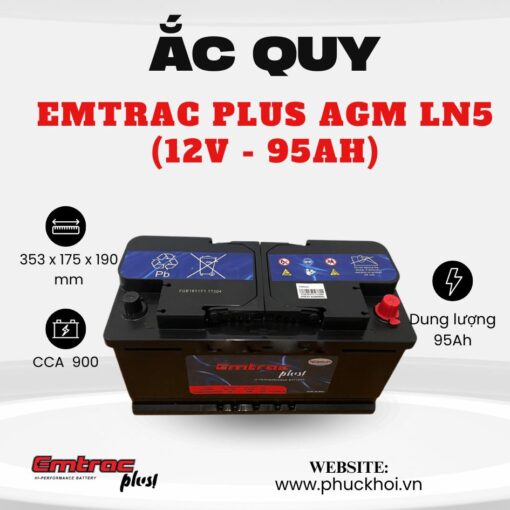 Ắc quy Emtrac Plus AGM LN5 (12V - 95Ah)