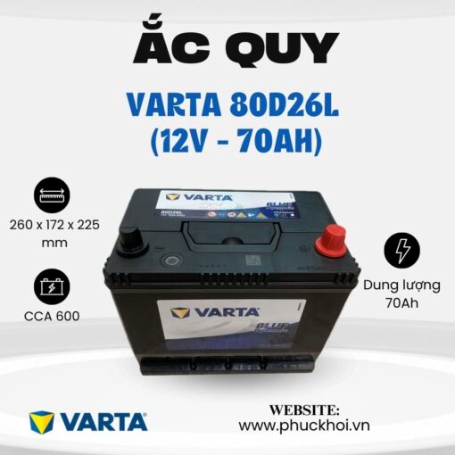 Ắc quy Varta 80D26L (12V - 70Ah)