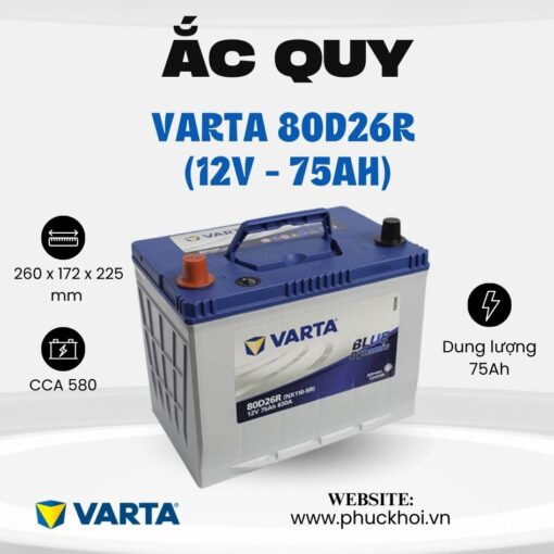 Ắc quy Varta 80D26R (12V - 75Ah)