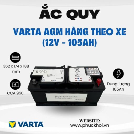 Ắc quy Varta AGM 105Ah theo xe (12V - 105Ah)