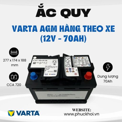 Ắc quy Varta AGM 70Ah theo xe (12V - 70Ah)