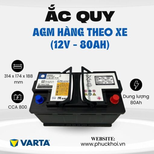 Ắc quy Varta AGM 80Ah theo xe (12V - 80Ah)
