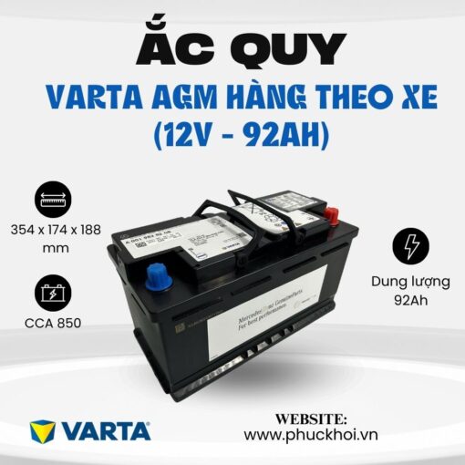 Ắc quy Varta AGM 92Ah theo xe (12V - 92Ah)